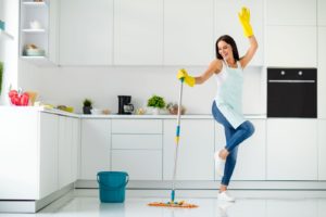 spring cleaning in kitchen