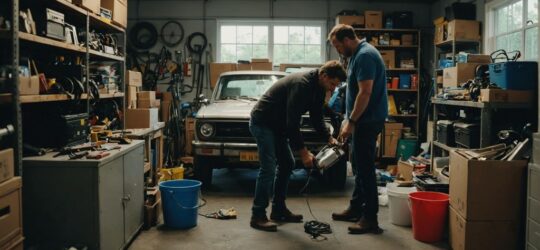 Junk-a-Haulics team removing junk from a garage