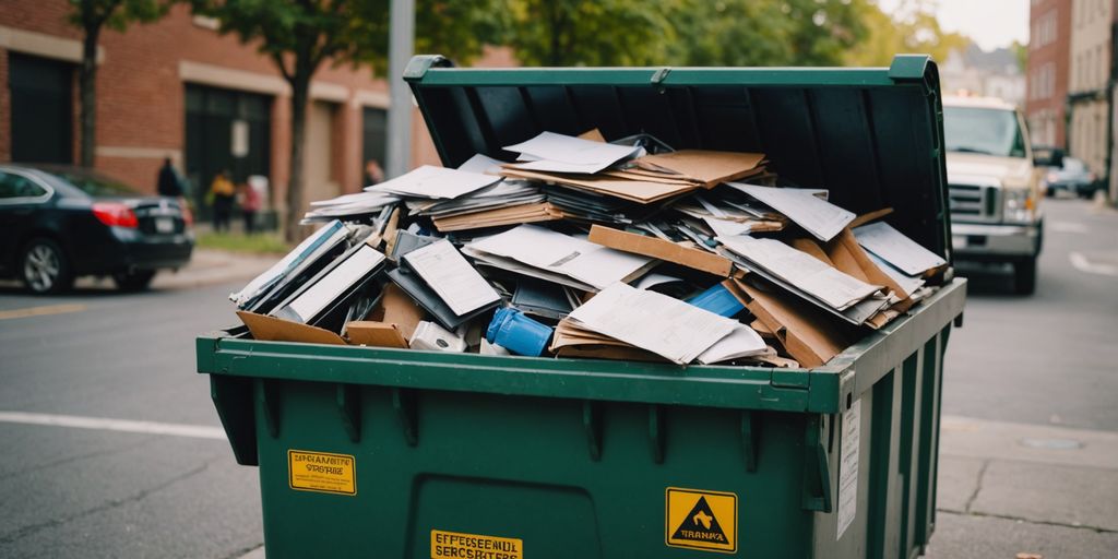 Dumpster truck providing efficient waste management services.