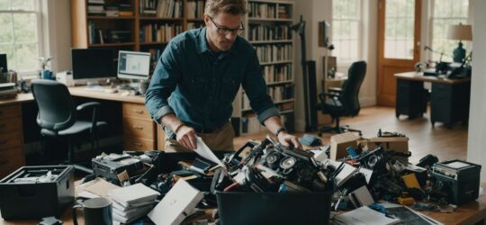 Junk-a-haulics team cleaning a cluttered office space