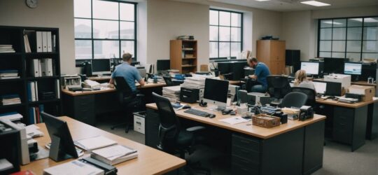 Team removing office furniture and junk efficiently.